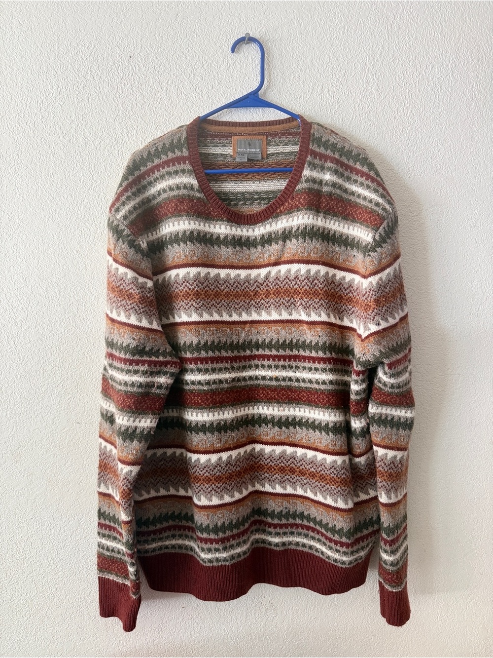 Royal Robbins Multicolor Fair Isle Crewneck Sweater Wool Blend size XXL